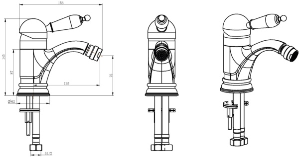 Смеситель для биде Boheme Tradizionale Oro 286 латунь золото