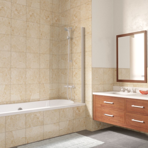 Шторка для ванны Vegas Glass EV Lux EV LUX 75 07 01 R 75 см, стекла прозрачные, профиль матовый хром