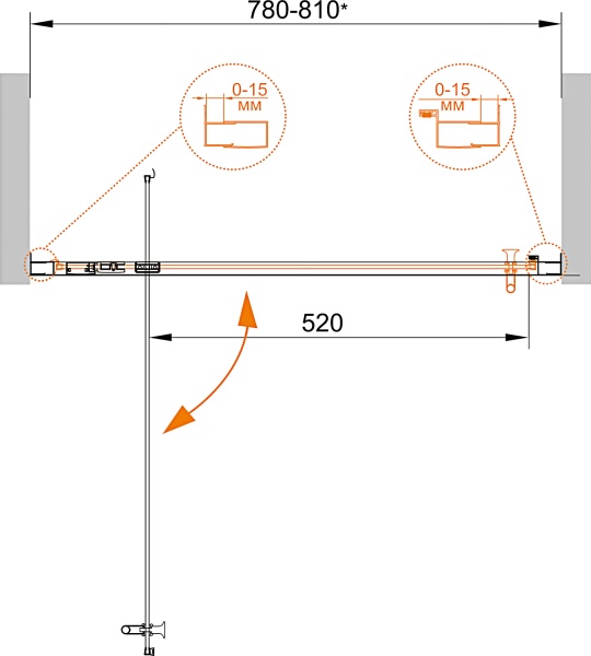 Душевая дверь Cezares Eco ECO-O-BA-1-80-C-Cr 80 см стекла прозрачные, профиль хром