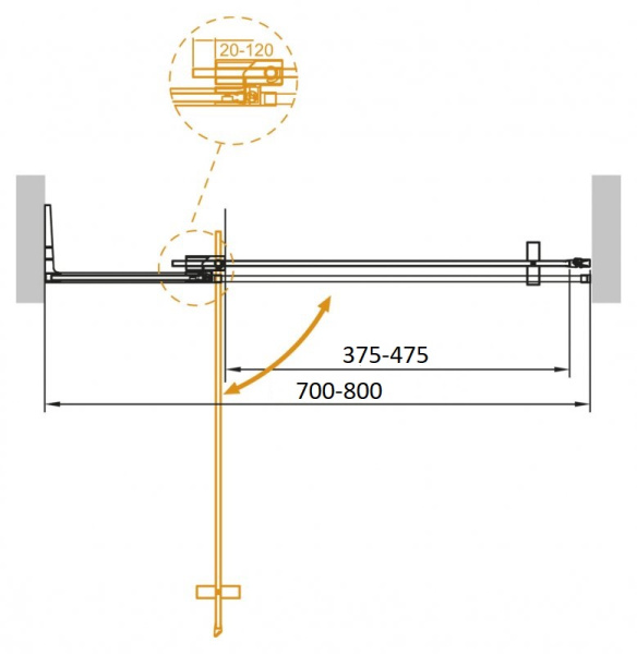 Душевая дверь распашная Cezares Slider SLIDER-B-1-70/80-BR-BORO 70-80 см стекла бронза профиль брашированное золото