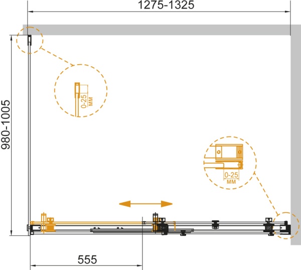 Душевой угол Cezares STYLUS-SOFT-AH-1-130/100-C-Cr 130x100