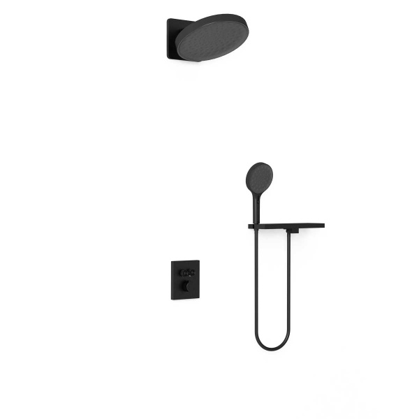 Душевая система со смесителем Vincea Inspire VSFW-3I21MT3RMB монтаж встраиваемая в стену с термостатом матовый черный