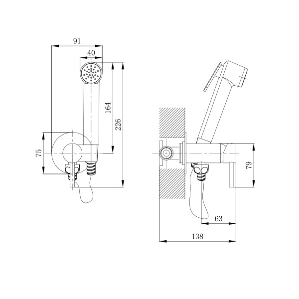 Гигиенический душ Grossman Solis 502.K35.07.100 настенный хром