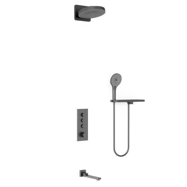 Душевая система со смесителем Vincea Inspire VSFW-433TI1RGM монтаж встраиваемая в стену с термостатом вороненая сталь