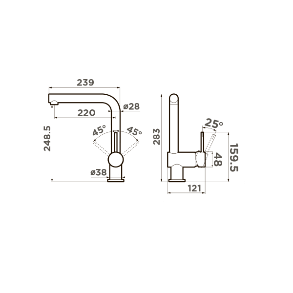 Смеситель для кухни Omoikiri Tanigawa 4994240 без подключения к фильтру хром