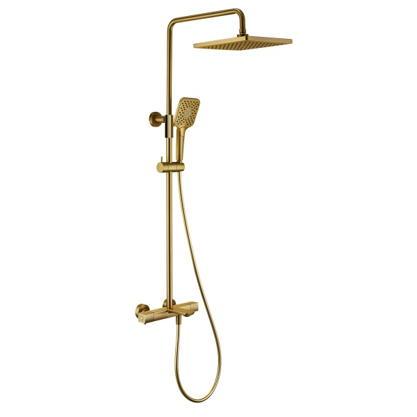 Душевая система со смесителем Vincea Next VSFS-1N1TBG монтаж настенная с термостатом брашированное золото