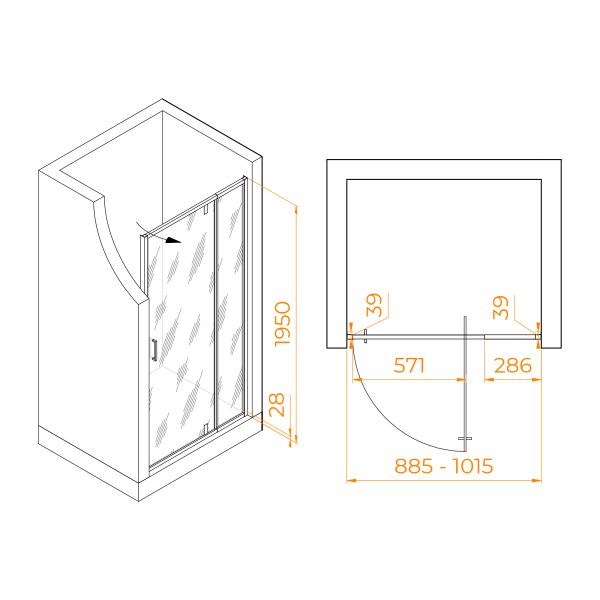 Душевая дверь RGW Passage PA-008 350800890-11 90 см стекла прозрачные, профиль хром