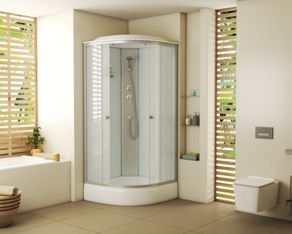 Душевая кабина с крышей Niagara Eco NG-3304-14 четверть круга  90x90 стекла матовые, профиль матовый хром