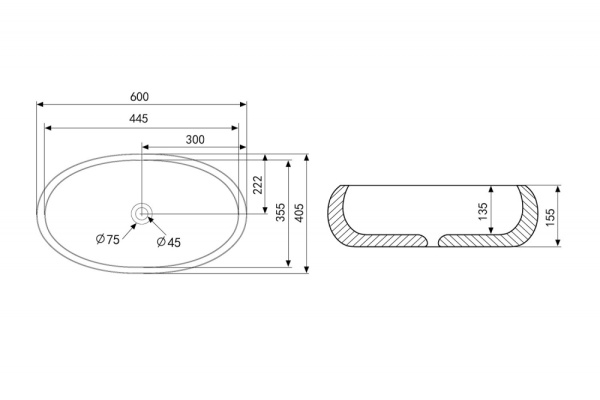 Раковина  овальная Abber Bequem AC2102MW фаянс цвет белый матовый