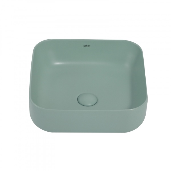 Раковина накладная квадратная  Abber Rechteck AC2211MCG фаянс цвет светло-зеленый матовый