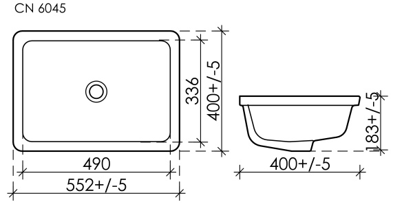 Раковина встраиваемая снизу прямоугольная Ceramica Nova Element CN6045 фарфор цвет белый