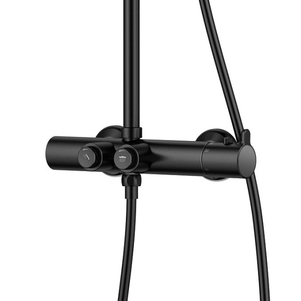 Душевая система со смесителем Cezares Eco ECO-CD-T-NOP монтаж настенная с термостатом черный матовый