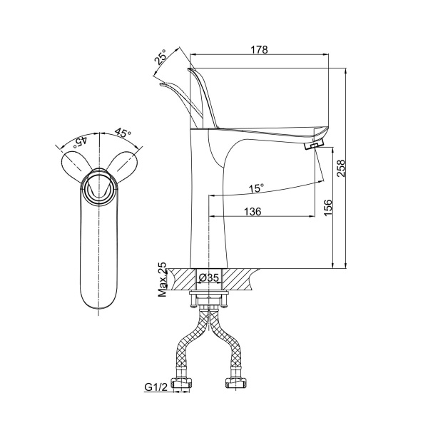 Смеситель для раковины D&amp;K Venice.Baciano DA1032641 хром