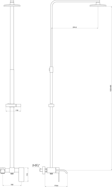 Душевая система со смесителем Timo Selene SX-1013/00 монтаж настенная без термостата хром