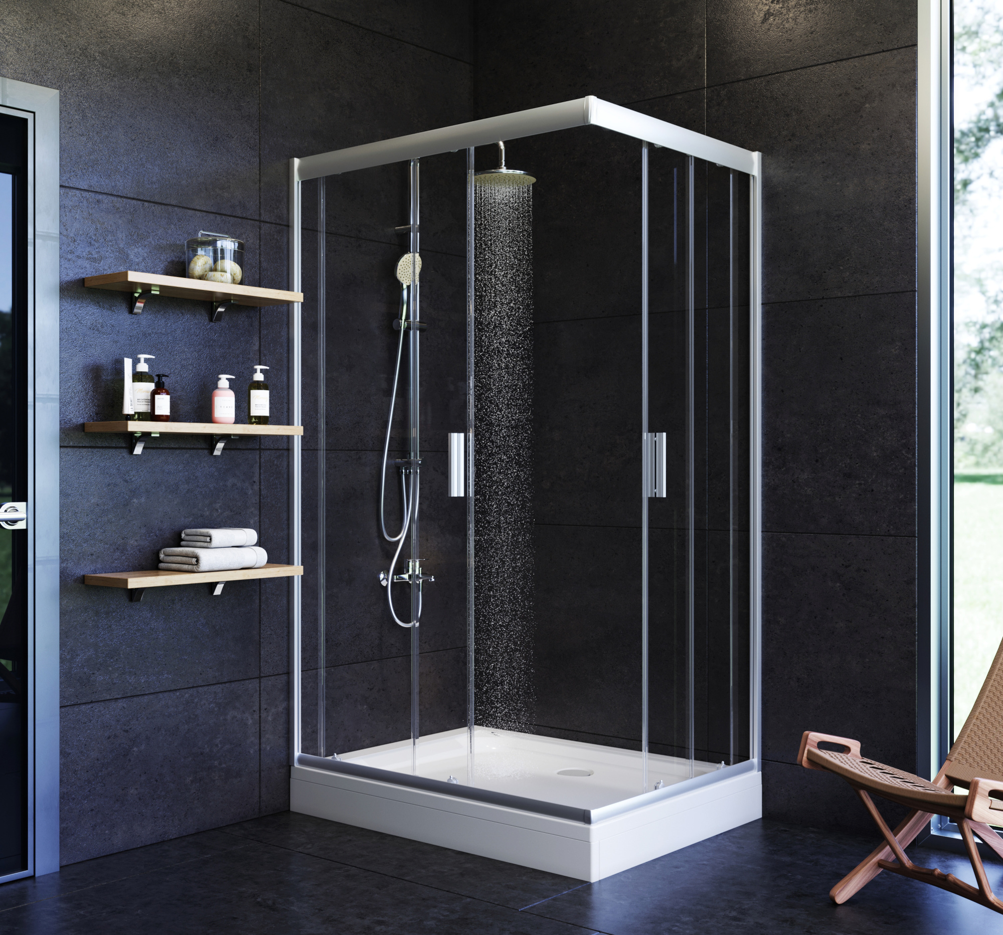 Душевой угол Am.Pm Gem W90G-404-120290-MT прямоугольная  стекла прозрачные, профиль хром