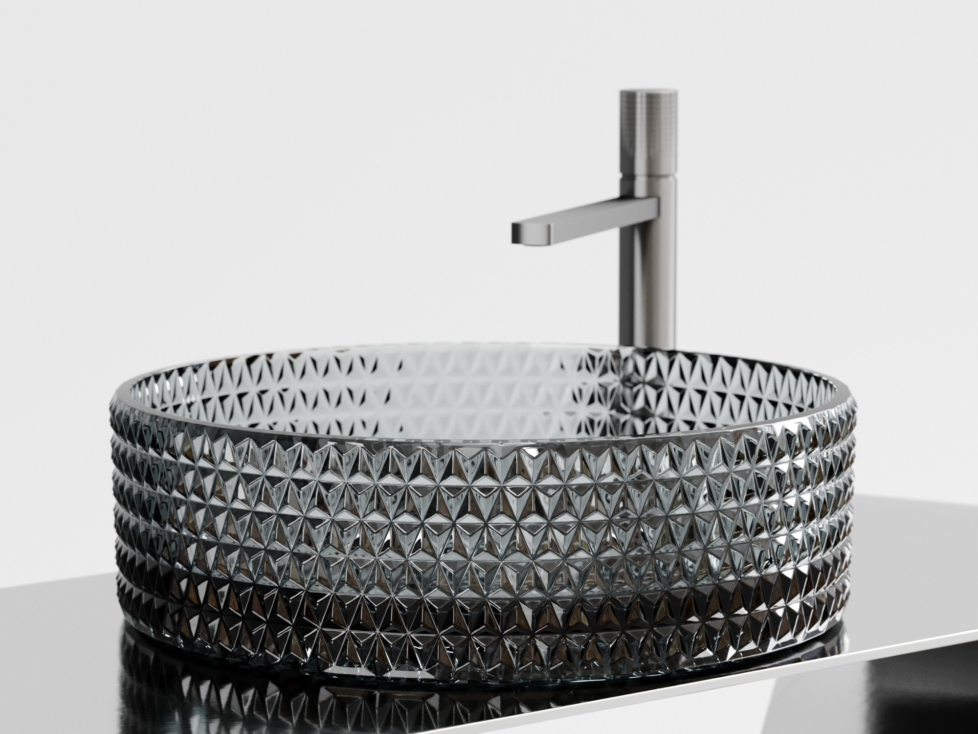 Раковина накладная круглая Ceramica Nova Cristal CN6060 стекло цвет черный