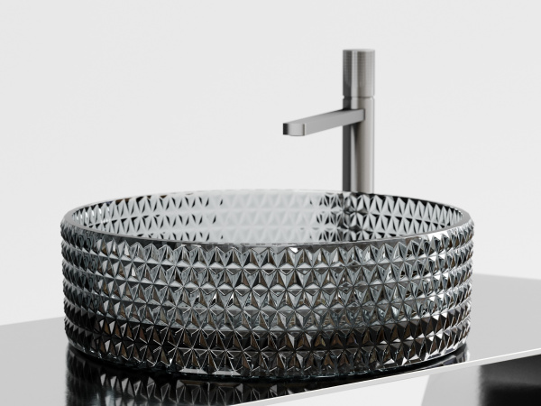 Раковина накладная круглая Ceramica Nova Cristal CN6060 стекло цвет черный