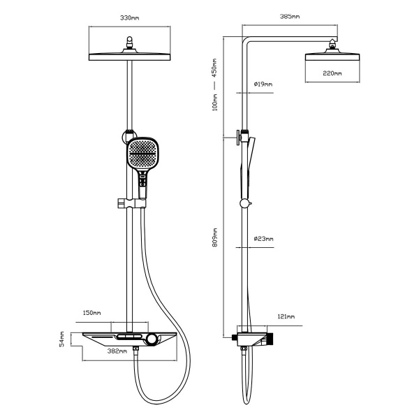 Душевая система со смесителем Vincea  VSFS-411CH монтаж настенная без термостата хром