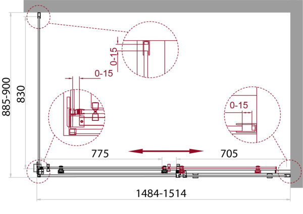 Душевой угол BelBagno Acqua ACQUA-AH-1-150/90-C-Cr прямоугольный 150x90 стекла прозрачные, профиль хром
