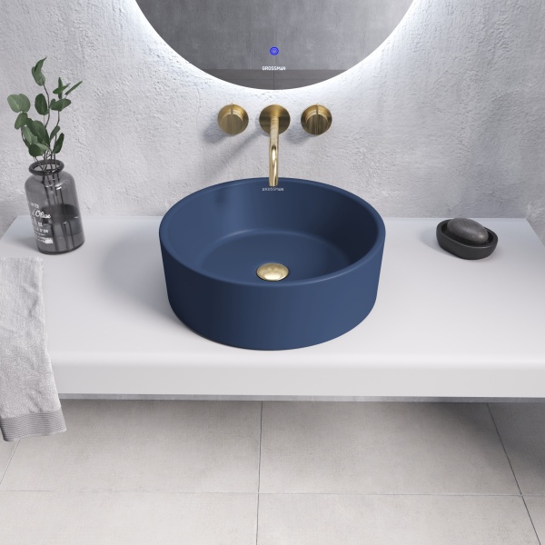 Раковина  круглая Grossman Color GR-3013BLM фаянс цвет синий матовый