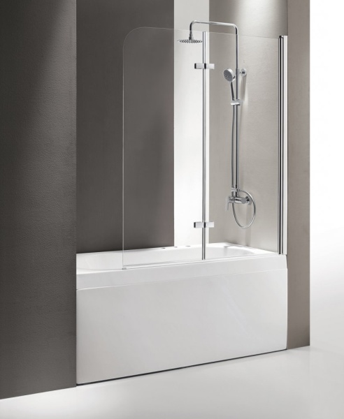 Шторка для ванны распашная складная  Cezares Eco ECO-O-V-21-120/140-P-Cr-R 120 см, стекла рифленые, профиль хром