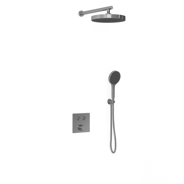 Душевая система со смесителем Vincea Inspire VSFW-4I212GM монтаж встраиваемая в стену без термостата вороненая сталь