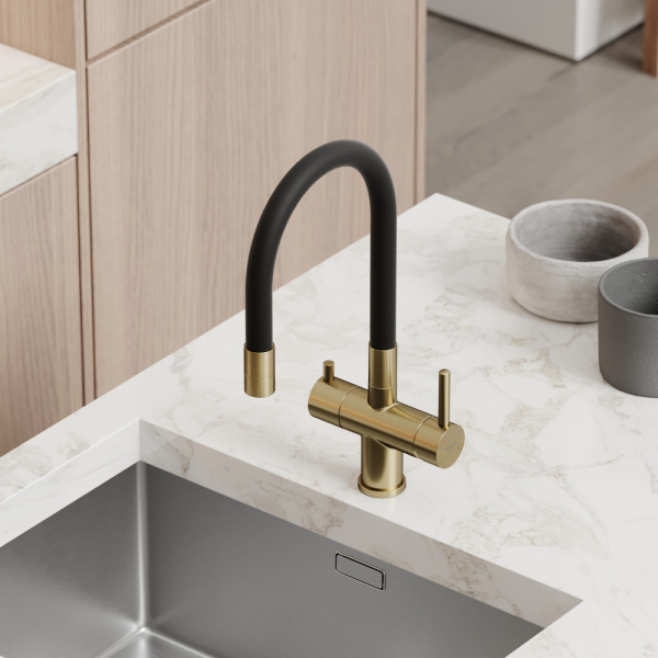 Смеситель для кухни Sancos Lucia SC4004BG с подключением к фильтру брашированное золото