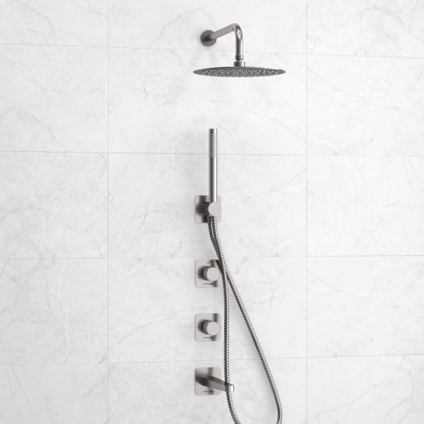 Душевая система со смесителем Wasserkraft Tauber 6400 A6451.297.298.097.121.275.100.276 монтаж встраиваемая в стену без термостата никель