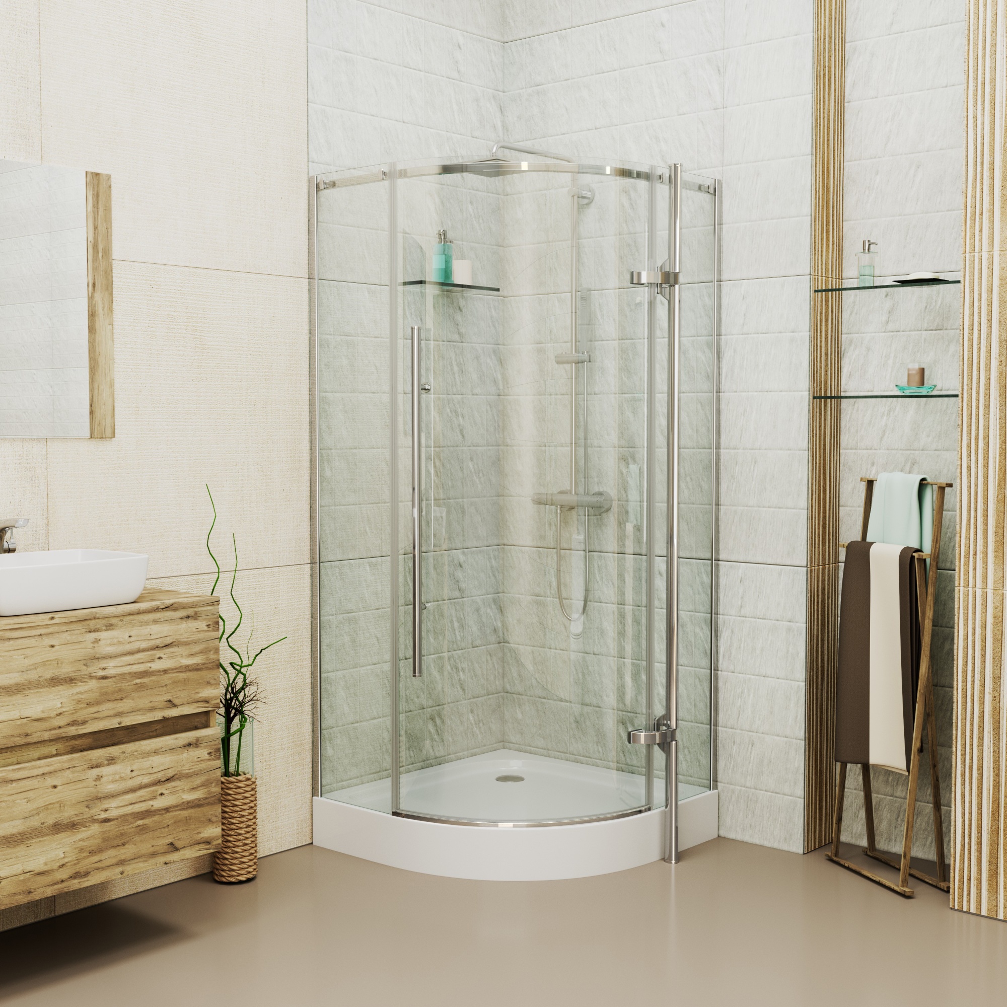 Душевой угол Grossman Style GR-5090 четверть круга  стекла , профиль 