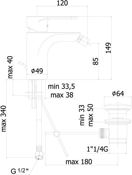 Смеситель для биде Paffoni Green GR135CR латунь 