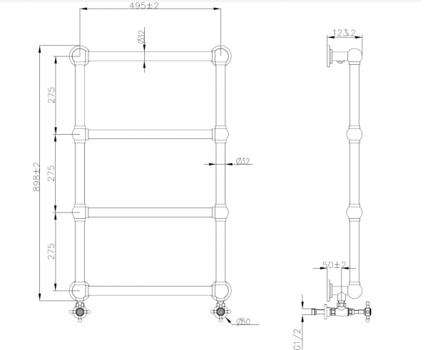 Полотенцесушитель водяной Boheme Imperiale П4  50x75 719 золото