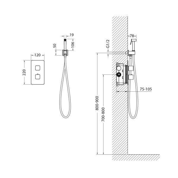 Гигиенический душ Timo Petruma 5089/17SM встраиваемый в стену матовое золото