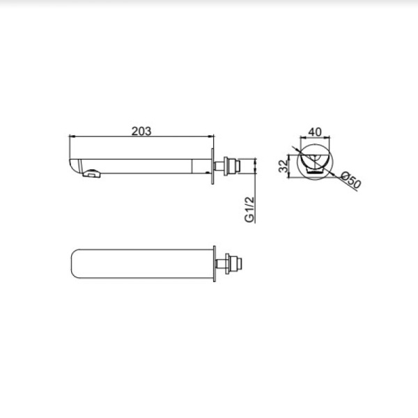 Излив для ванны D&K  DC1004893 хром 