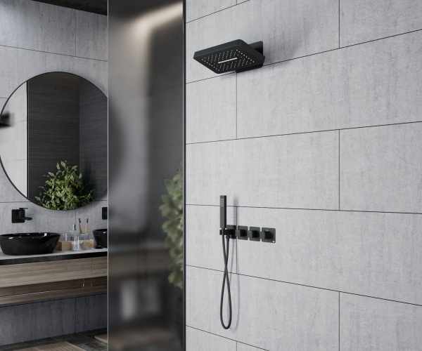 Душевая система со смесителем Timo Petruma SX-5249/03SM монтаж встраиваемая в стену с термостатом черный