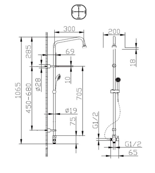 Душевая система без смесителя Bravat Arc D224C-ENG монтаж   хром