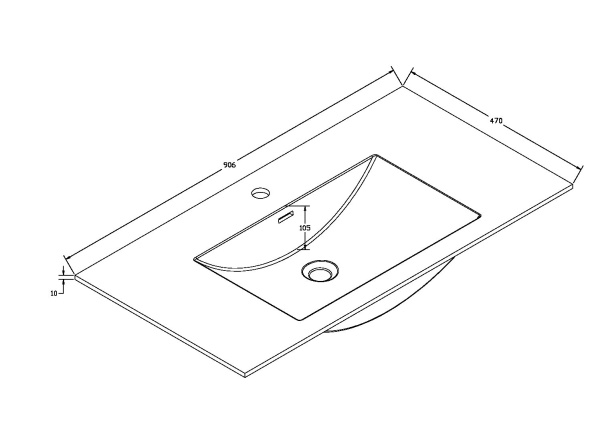 Раковина мебельная прямоугольная Vincea  VCB-14900W литьевой мрамор цвет белый