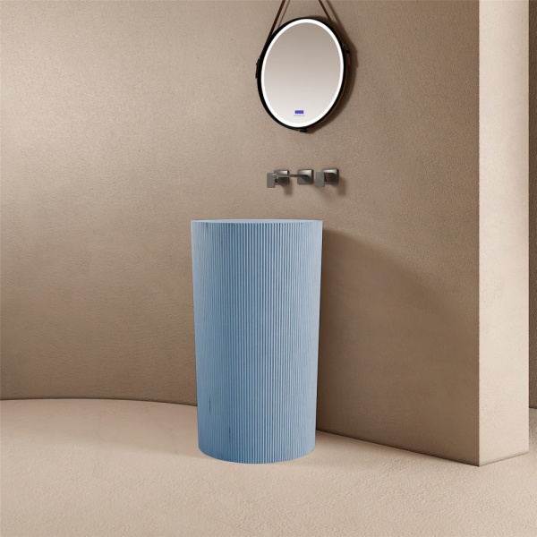 Раковина  круглая Abber STEIN AS2501Blau искусственный камень цвет голубой