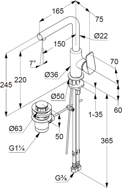 Смеситель для раковины Kludi Pure&Style 400250575 хром