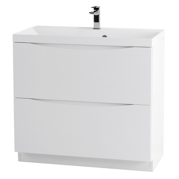 Тумба под раковину напольная BelBagno Marino MARINO-900-2C-PIA-BL-P 90 см  2 ящика цвет Bianco Lucido 