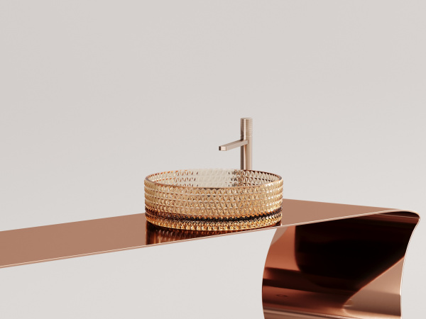 Раковина накладная круглая Ceramica Nova Cristal CN6058 стекло цвет бежевый