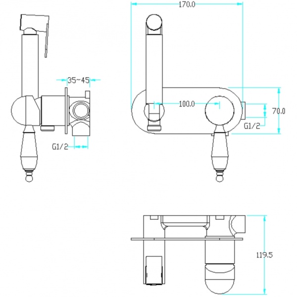 Гигиенический душ Boheme Brillante 426 встраиваемый в стену хром