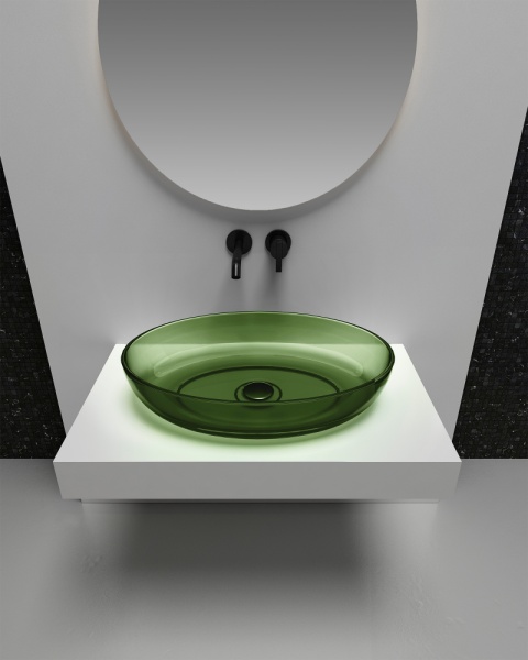 Раковина  овальная Abber Kristall AT2801Emerald полиэфирная смола цвет зеленый