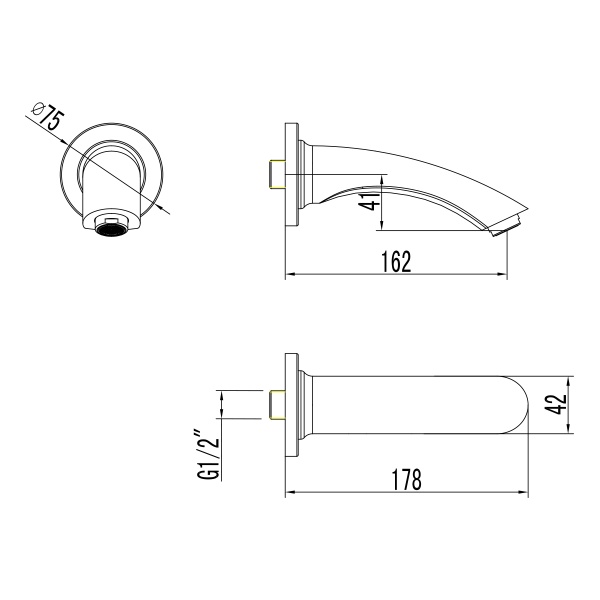 Излив для ванны Lemark  LM7881C хром 