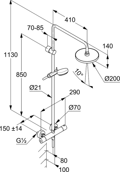 Душевая система со смесителем Kludi Logo 6809405-00 монтаж настенная с термостатом хром