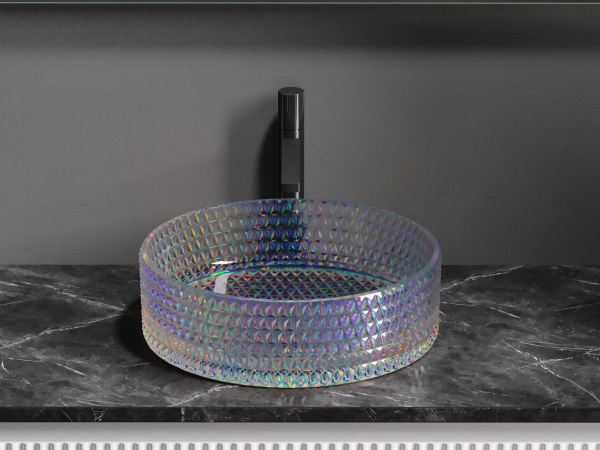 Раковина накладная круглая Ceramica Nova Cristal CN6059 стекло цвет голубой