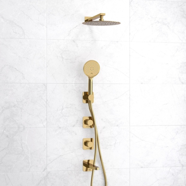 Душевая система со смесителем Wasserkraft Ems 7600 A7651.304.305.183.208.280.197.207 монтаж встраиваемая в стену без термостата золото