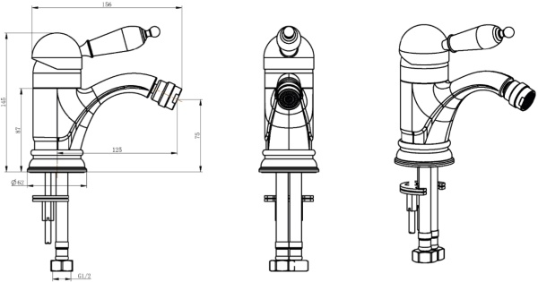 Смеситель для биде Boheme Crystal 286-CRST латунь 