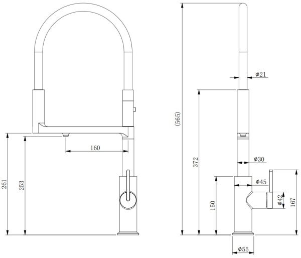 Смеситель для кухни Paulmark Tornado To213402-FI с подключением к фильтру пламя