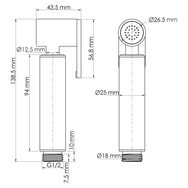 Лейка для душа Wasserkraft  A217 черный 