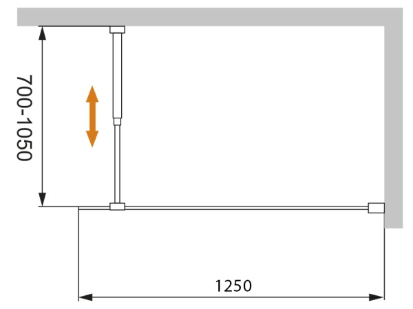 Душевая перегородка Cezares Liberta LIBERTA-L-1-125-C-Cr  см, стекла , профиль 